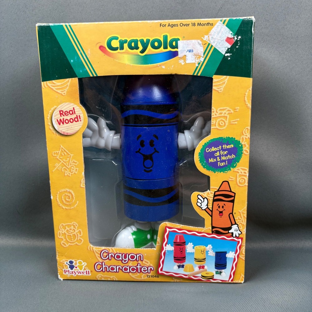 Crayola Crayon Character Blue One Size 121046 Vintage Wood Stacking Toy 2003
